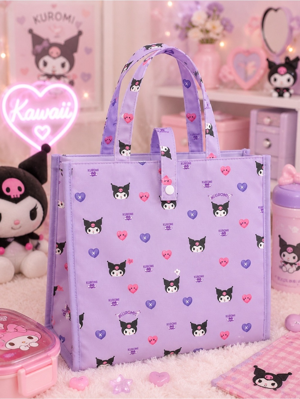 Kuromi Insulated Lunch Bag • Sanrio Kawaii Cooler Tote • NWT